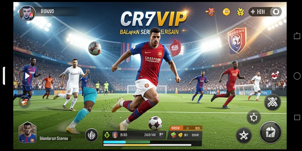Tampilan gameplay seru di CR7VIP dengan mobil balapan yang memukau.