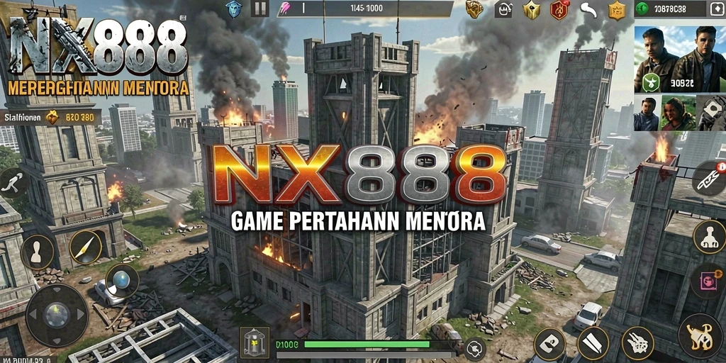 Screenshot menunjukkan aksi seru dalam gameplay Tower Defense NX888.