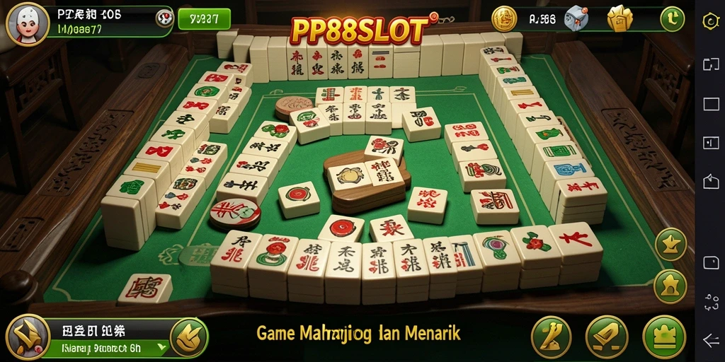 Tampilan gameplay menarik dari PP88SLOT dengan ubin Mahjong yang indah.
